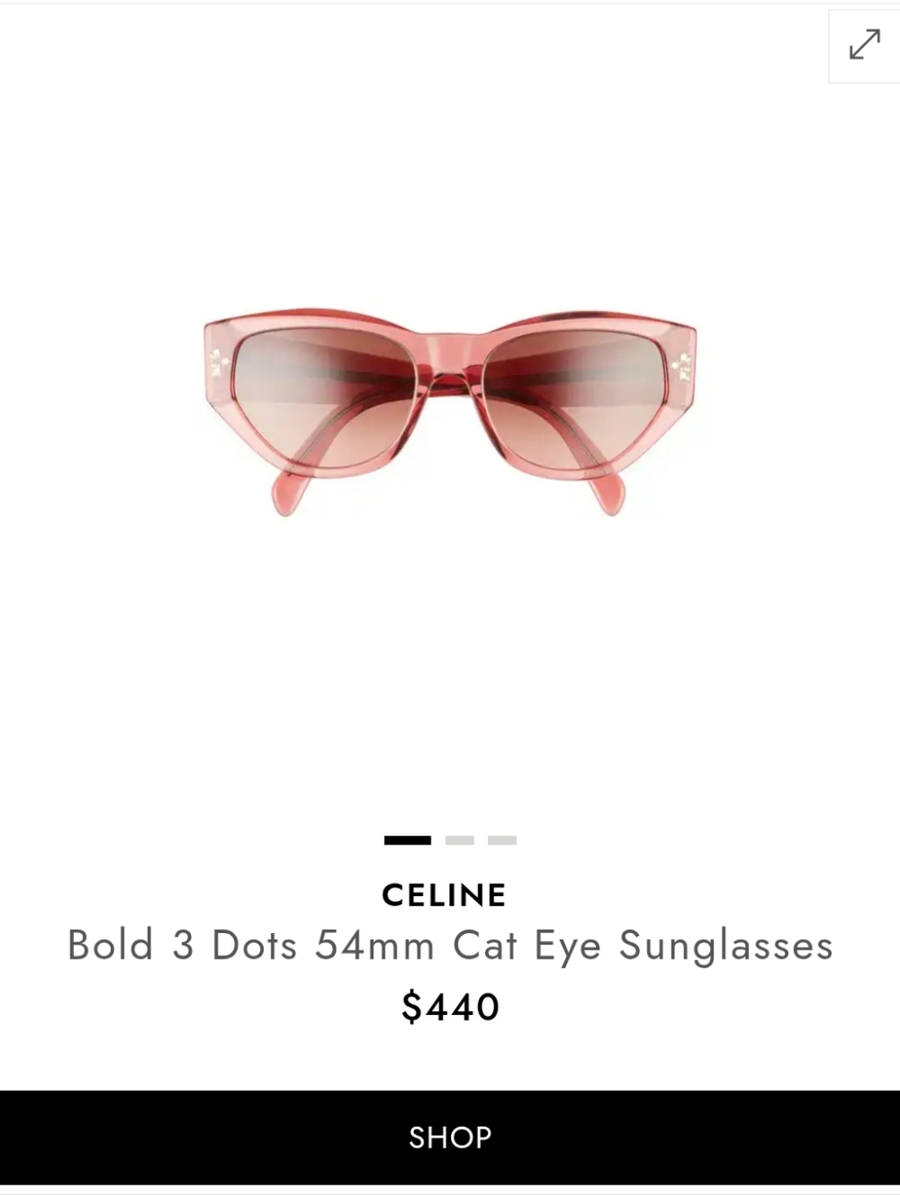 Celine bold 3 dots 54mm cat eye sunglasses